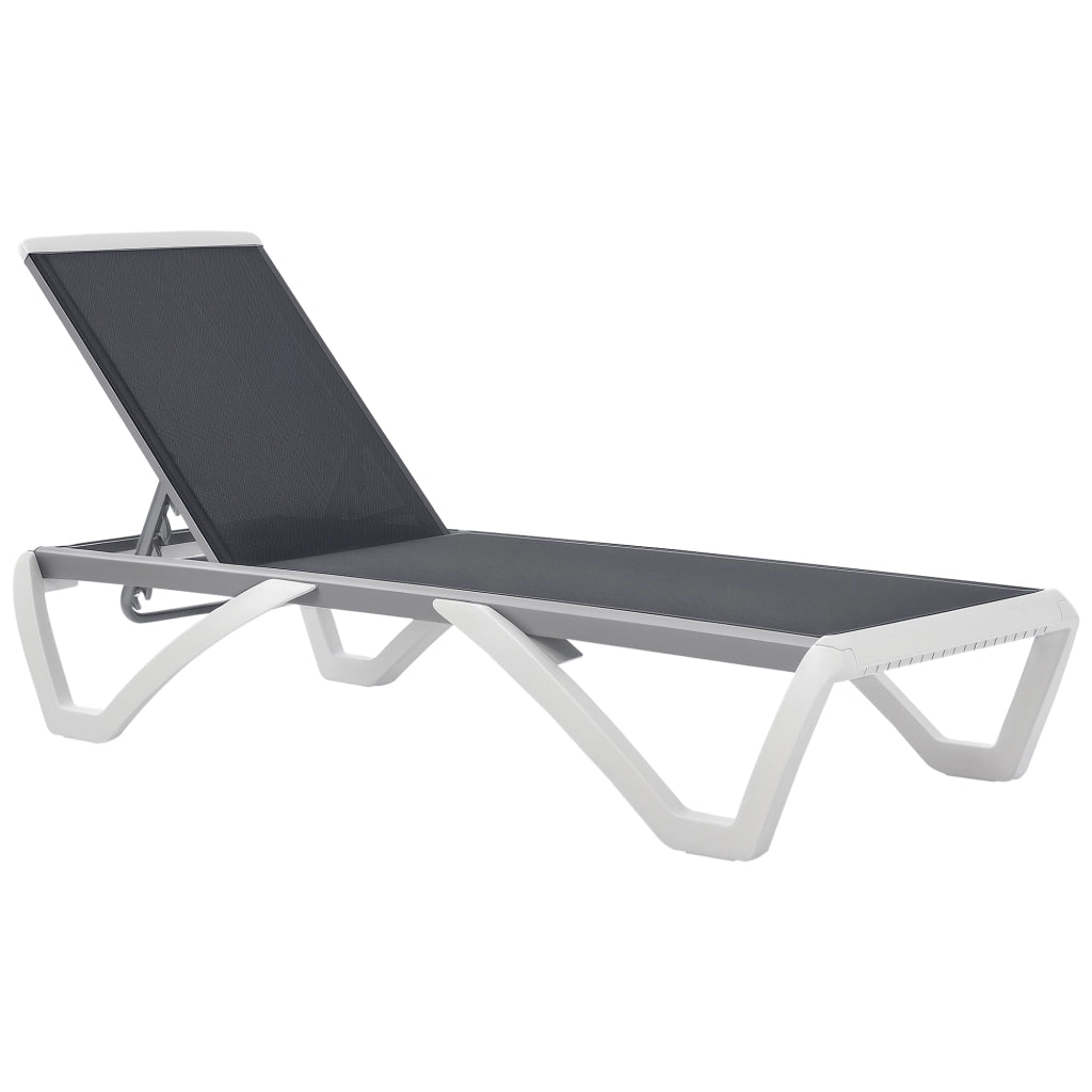 Lettino Prendisole con Schienale Reclinabile e Rotelle ¨C Zephmum ¨C Grigio e Bianco 195x67.5x33