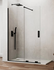 Porta doccia scorrevole 1+1 CIRENE (KENNA) Walk-in 155 cm Profilo Nero