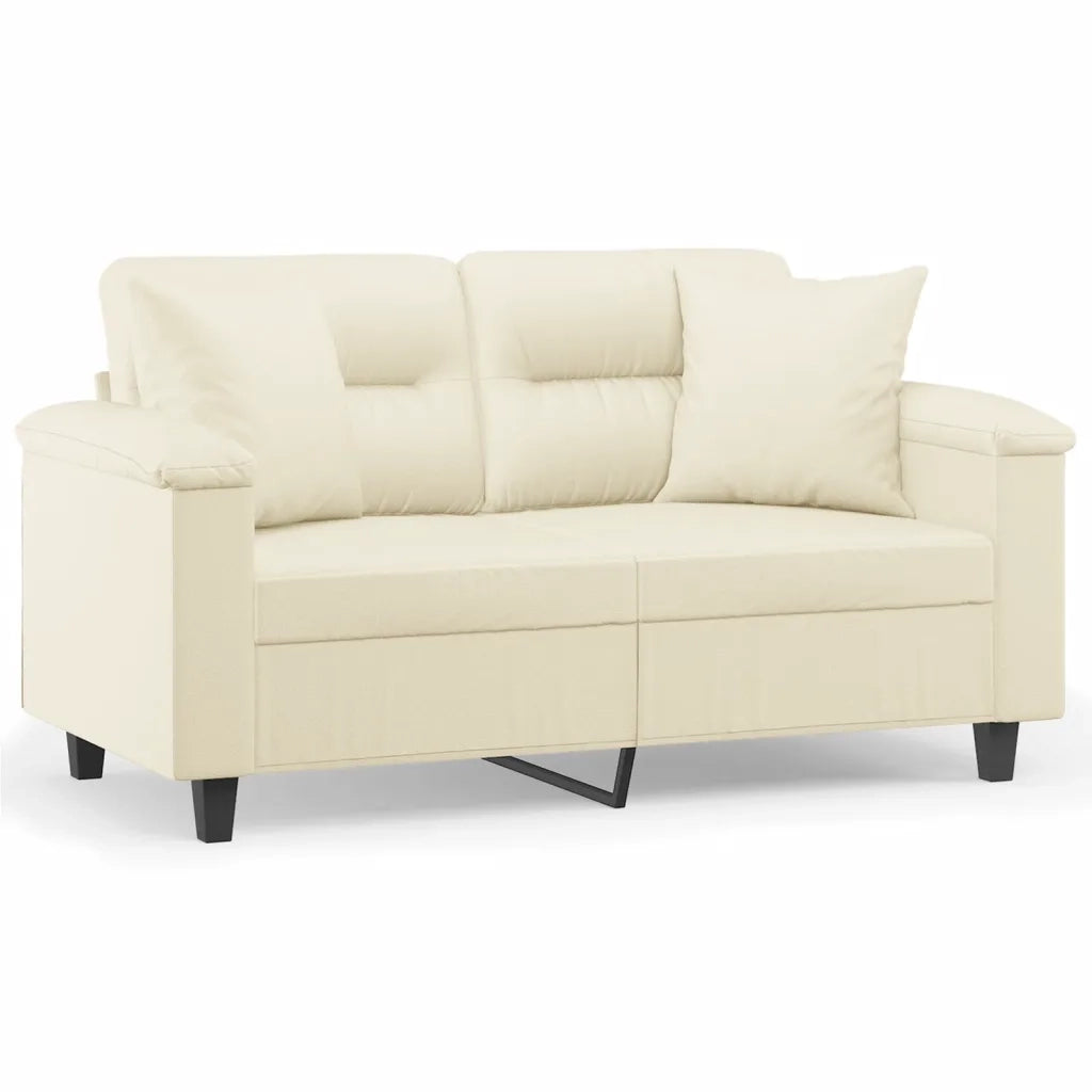 Divano a 2 Posti con Cuscini-Sofa 2 Posti con Cuscini Crema 120 cm in Similpelle 856555