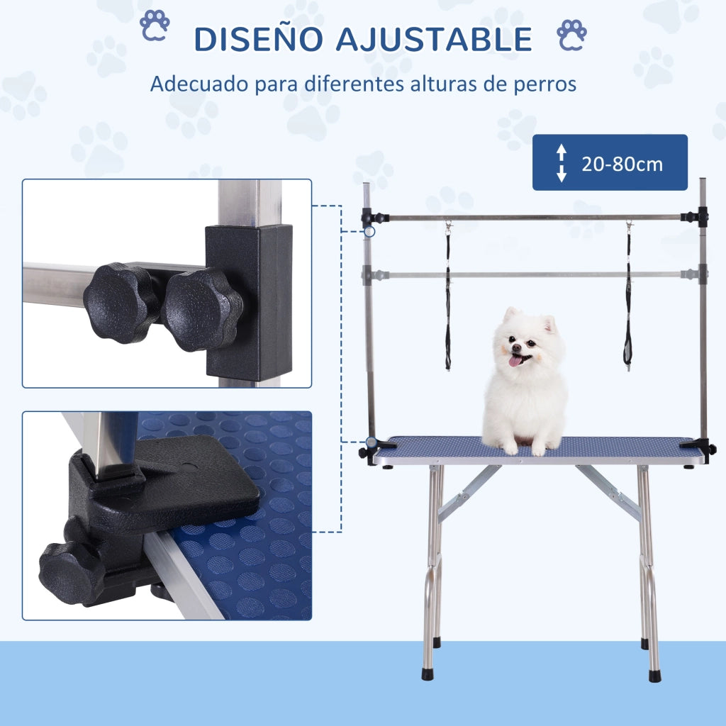 Tavolo da toelettatura per animali pieghevole con scaffale ¨C zephmum ¨C acciaio 107x60x170 cm