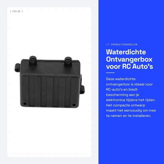 Scatola di ricezione acqua resistente - Scatola in plastica nera - Scatola di ricezione per RC - Adatto per SCX10/D90 - Leggera e duratura - Protezione per elettronica - Scatola di ricezione