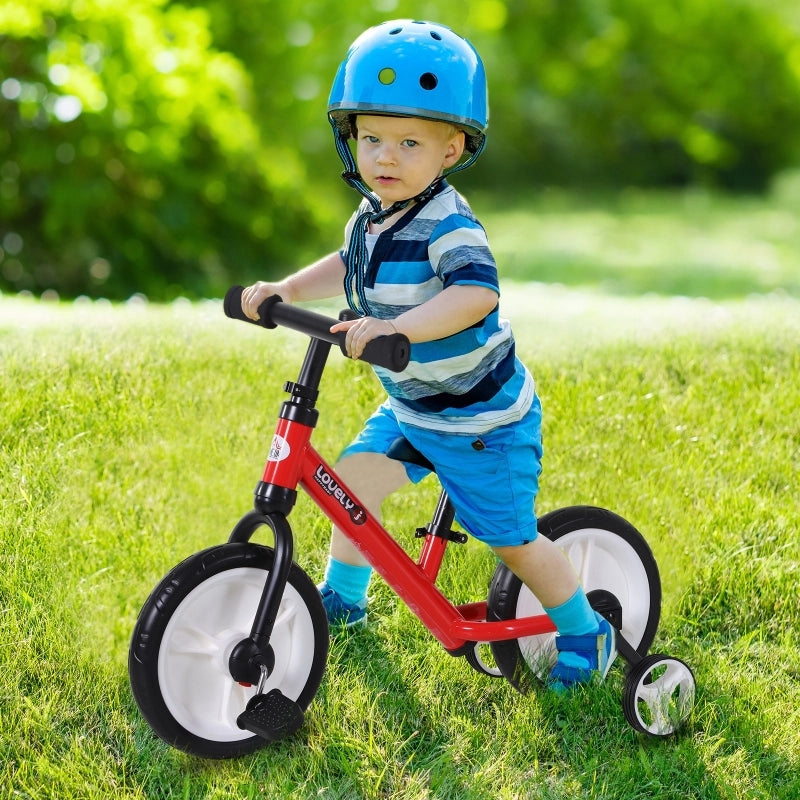 Bicicletta senza pedali per bambini, bici da allenamento, bicicletta per bambini, 2 in 1, bici per bambini con rotelle e pedali, 2-5 anni, altezza