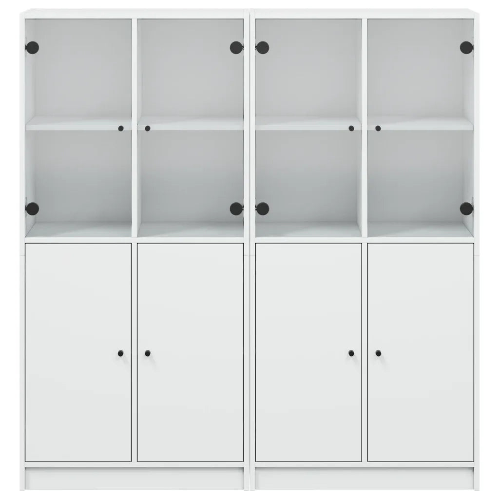 Libreria con Ante Bianca 136x37x142 cm in Legno Multistrato 616516