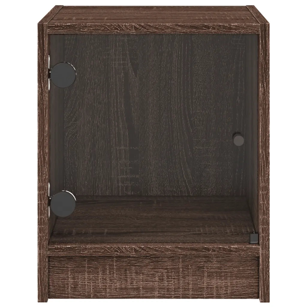 Comodini con Ante in Vetro 2pz-Set di 2 Tavolino da notte Rovere Marrone 35x37x42 cm
