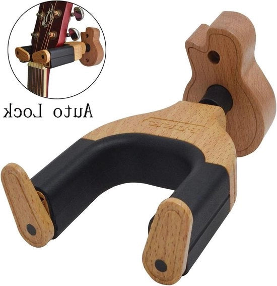 Sostegno Chitarristico Auto Blocca Supporto - Base in Legno Duro - Adatta Tutti i Tipi di Chitarre & Chitarre Elettriche - Sostegno da Parete (AUTO LOCK- APPoggio Chitarra)