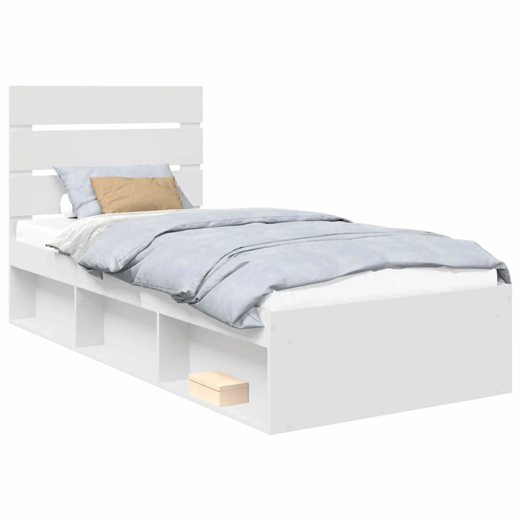 Letto singolo | Letto per adulti | Struttura del letto Bianco 100 x 200 cm Pino massello