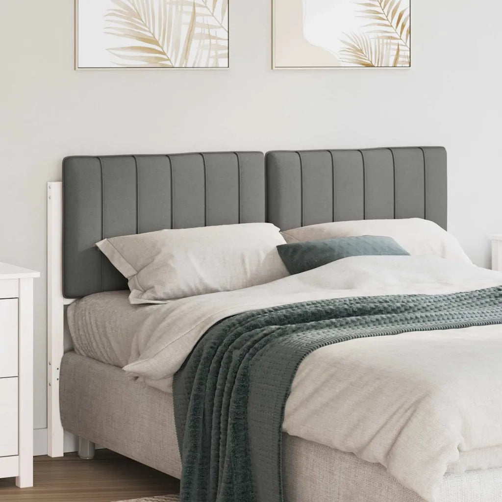 Testiera | Testata imbottita Bianco e grigio chiaro 140 cm Pino massello