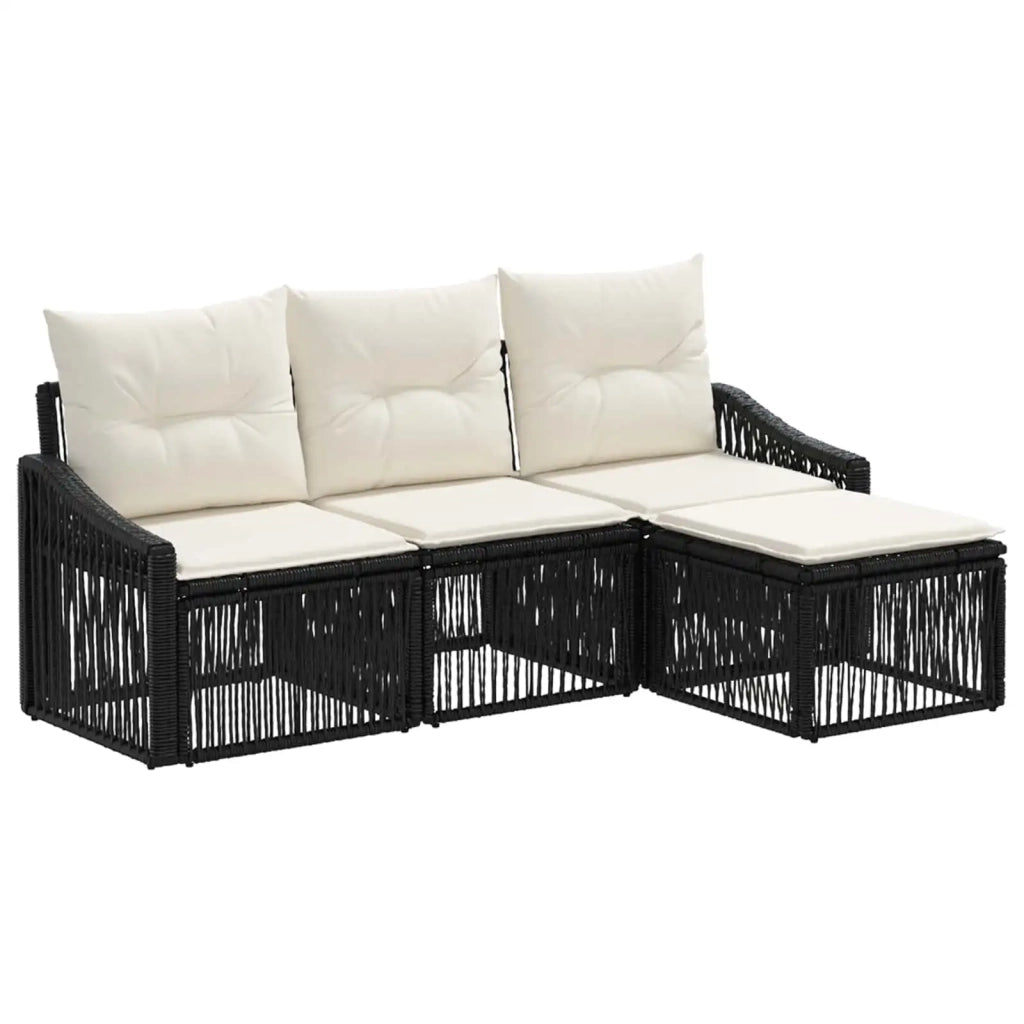 Set Divano da Giardino 4 pz Nero polyrattan 3435985