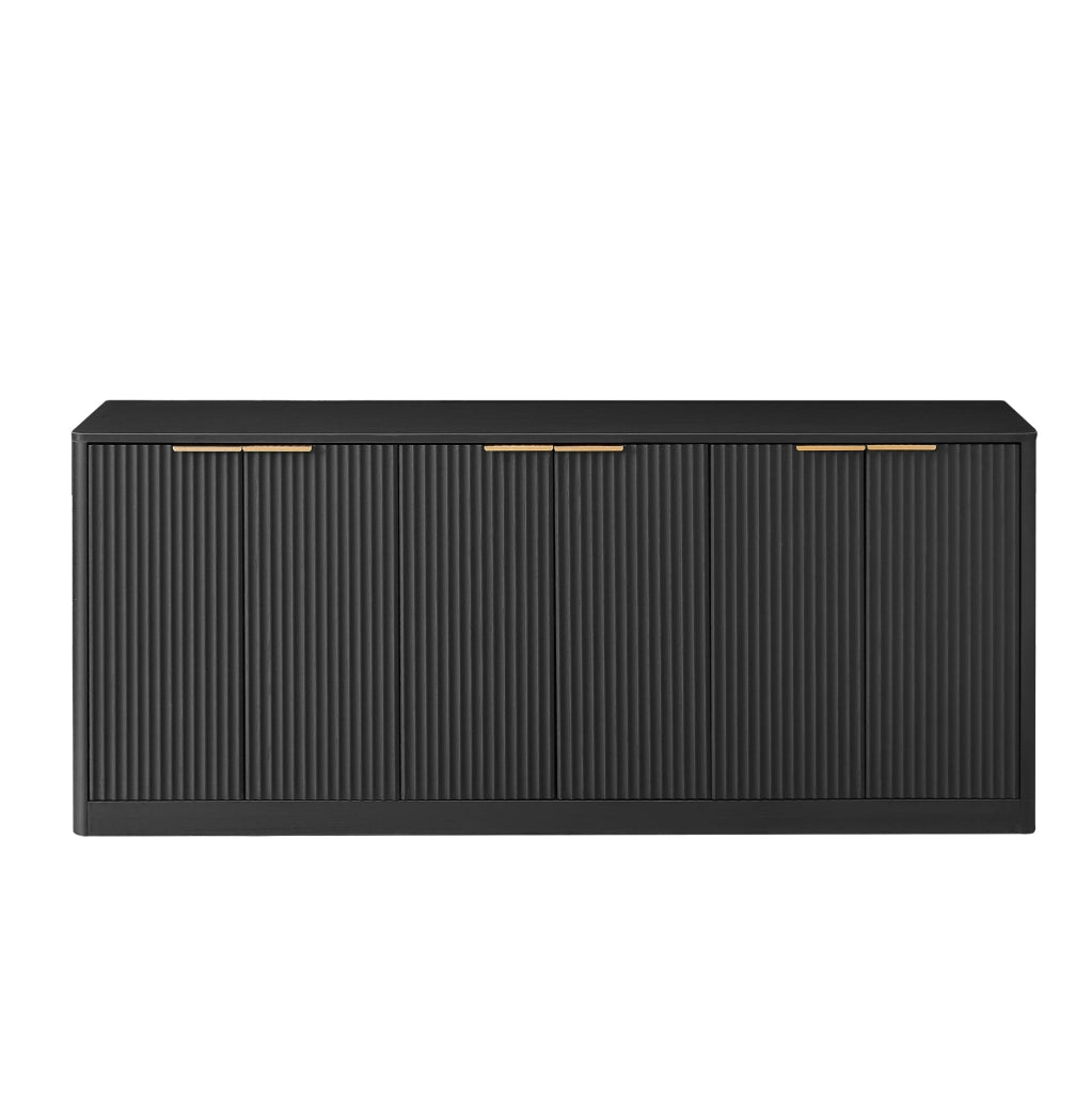 Credenza moderna 170 cm con design ondulato; 6 ante; in MDF nero