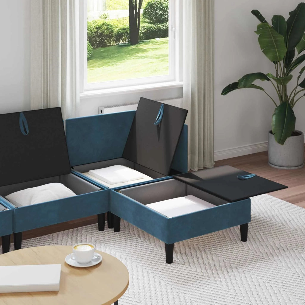Set di mobili per il soggiorno con cuscino 4 pcs Blu Velluto 3413770