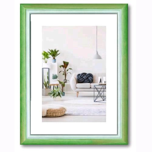 Cornice Foto Stampe RAINBOW legno di Pino Doppio Colore VERDE/BIANCO 50x70 cm