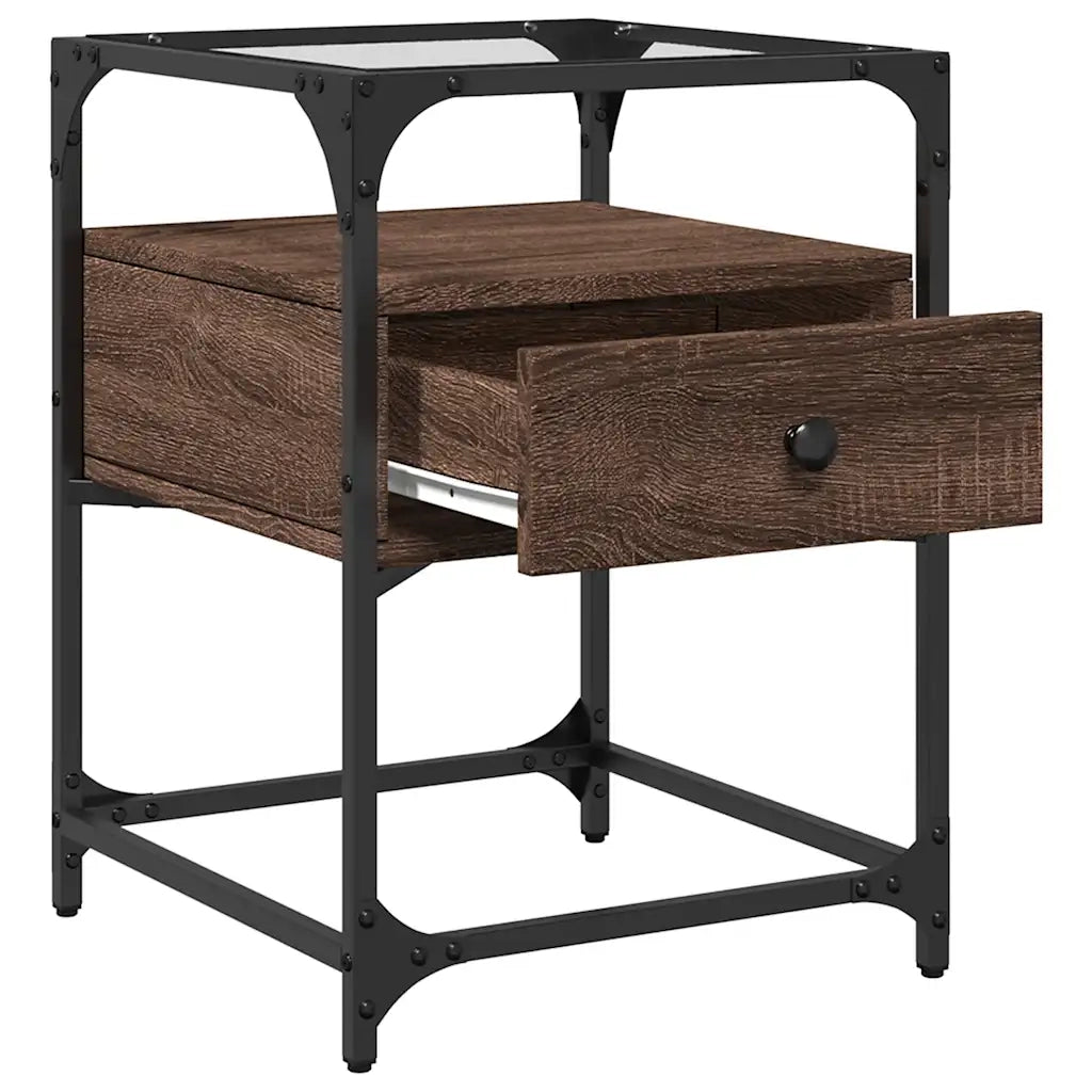 Set di 2 Comodini | Armadio da Notte | Mobiletto da notte Rovere Marrone 40x40x55 cm in Legno Multistrato