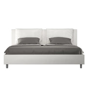 BS COM Letto matrimoniale king size senza rete imbottito 200x200 similpelle bianco