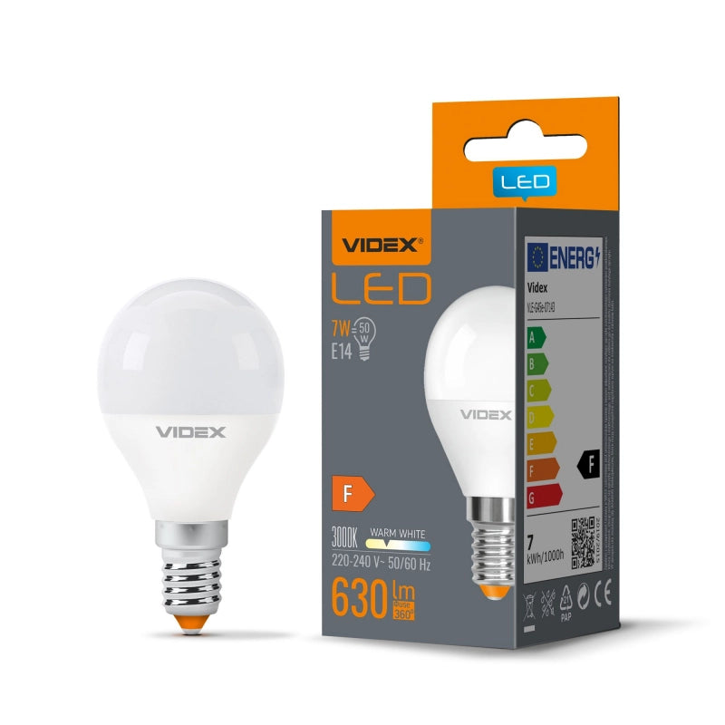 Videx Lampadina LED G45 E14 7W 630lm 3000K calda bianca