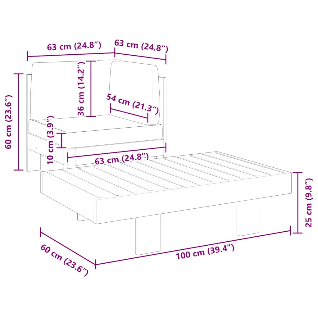 Set Divani Giardino 2 pz | Set Salotto da Giardino con Cuscini Grigio Scuro Legno Acacia