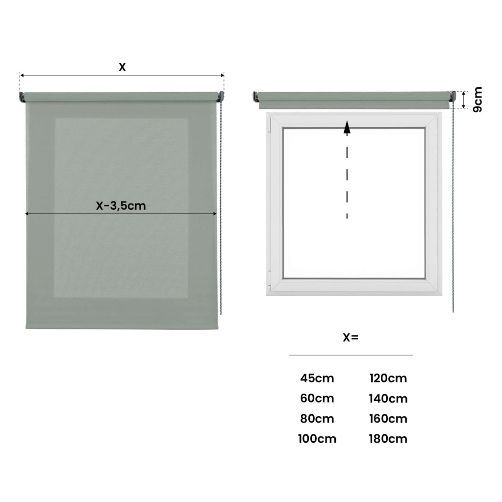 Tenda a Rullo Filtrante, Tenda Avvolgibile Traslucida Liscia Per Finestre e Porte Verde 140x250 cm