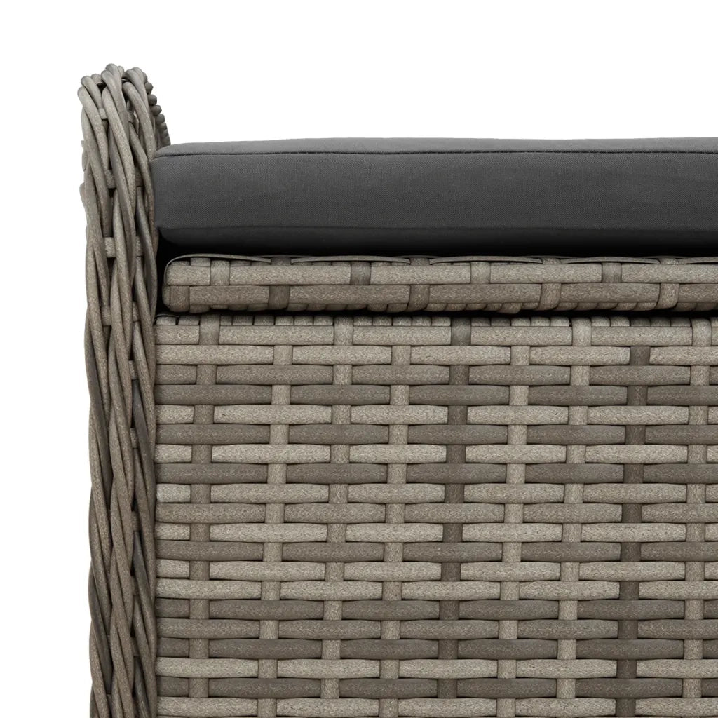 CassaPanca da Giardino | Panchina con Cuscino Grigia 115x51x52 cm in Polyrattan