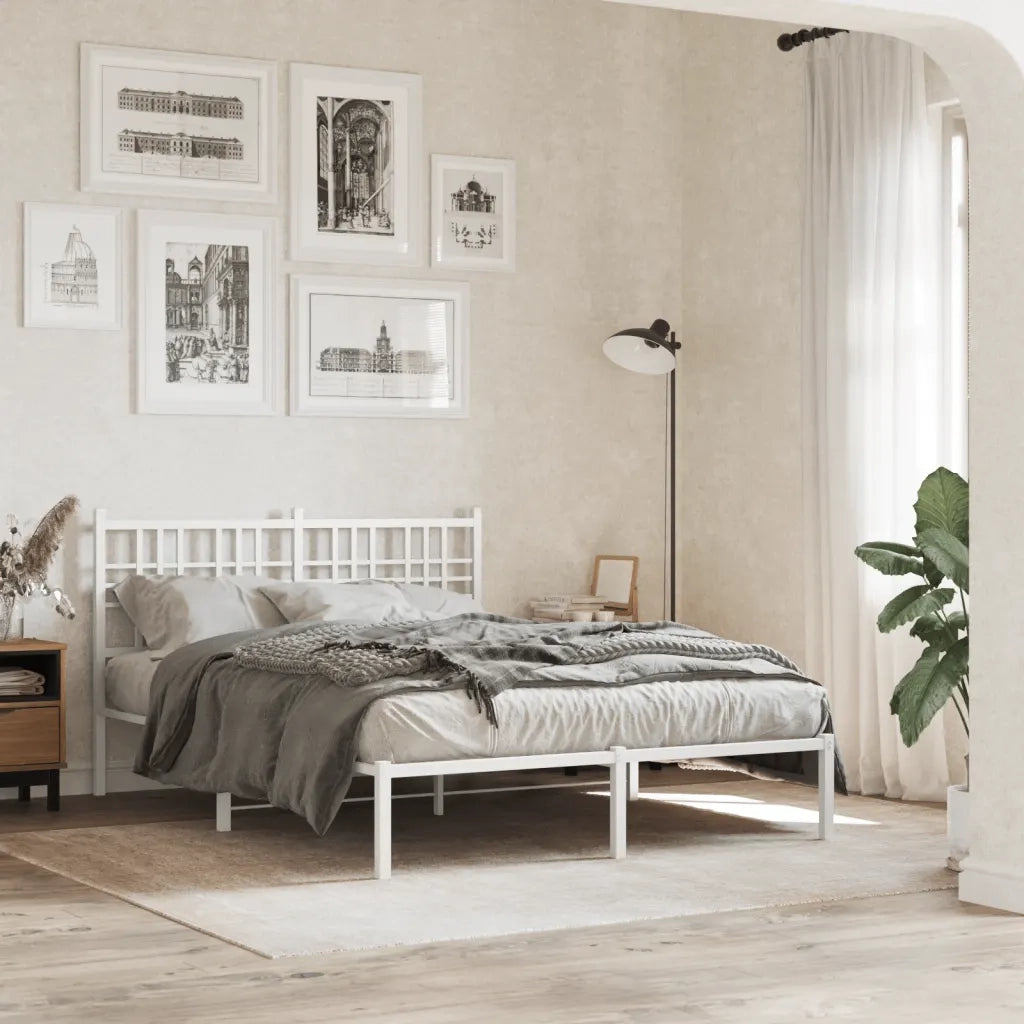 Giroletto con Testiera-Struttura Letto con testiera Metallo Bianco 120x190 cm 788902