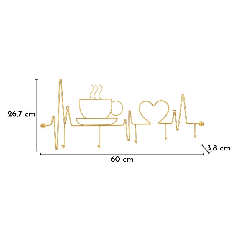 Apporta Abiti Da Muro Breakfast Oro cm 60x3,8x26,7