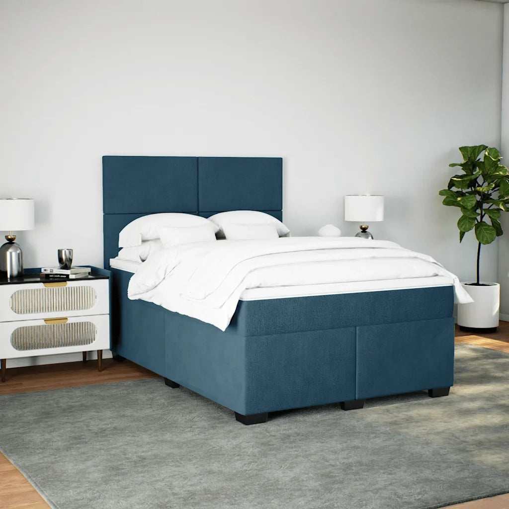 Giroletto a Molle con Materasso Blu 140x200 cm in Velluto
