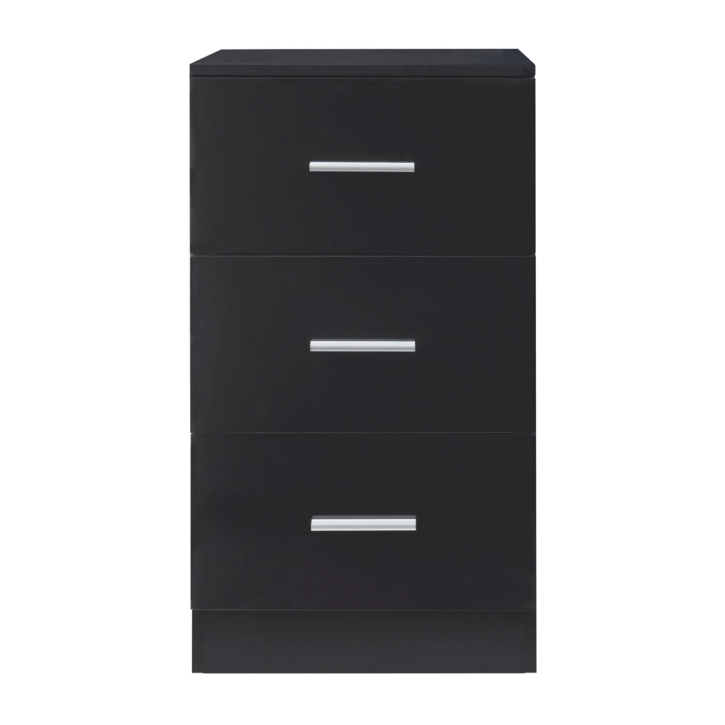 Set di 2 Comodini Aurdal con 3 Cassetti - Nero Lucido [en.casa]