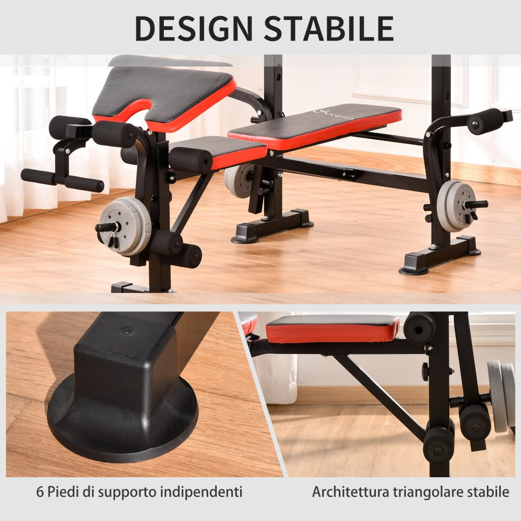 Poltrona Multifunzione Regolabile in Acciaio e Plastica ¨C Zephmum ¨C Rosso e Nero 175x139x127 cm