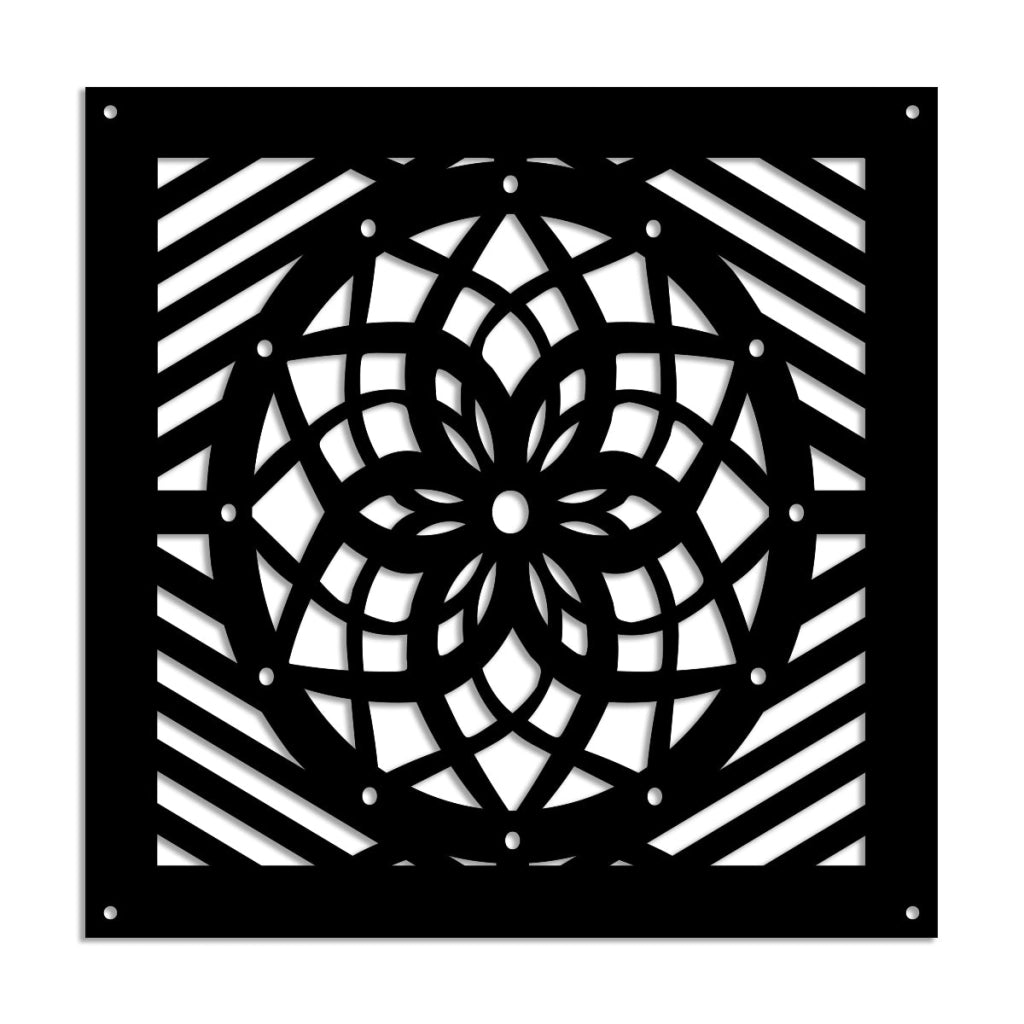 ABBEY ROSE - Pannello in PVC traforato - Parasole Misura: 73x73 cm, Colore: nero