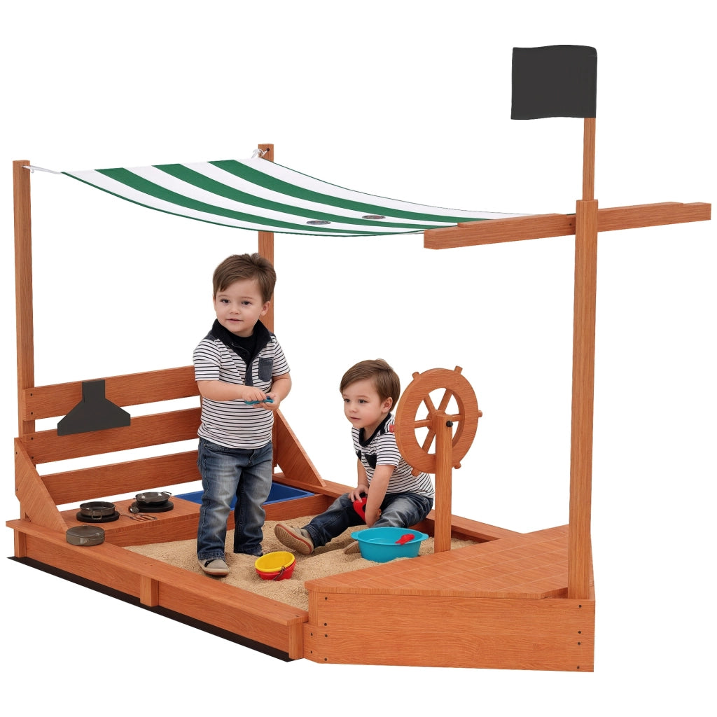 Set Gioco Giardino Piratenschiff ¨C zephmum ¨C Legno, Verde, 180x103x144.5 cm