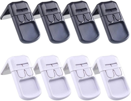 Chiusura a sicurezza per armadi 8 pezzi - Chiusura per cassetti - Chiusura per porte - Chiusura per bambini con adesivo - Installazione facile