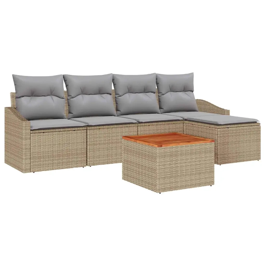 Set Divano da Giardino 6 pcs Beige e Grigio Chiaro polyrattan 3356488