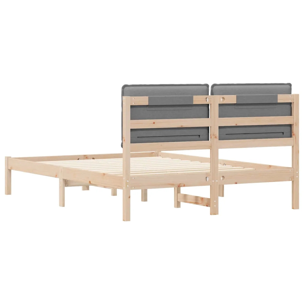 Letto matrimoniale | Letto per adulti | Letto con Testiera Rivestita Grigio chiaro 135 x 190 cm