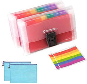 Set di 2 mini-documenti, Carta per la conservazione A6-documento, 13 compartimenti, Documento espandibile, Mappe espandibili con schede di indice, Borse portatili per documenti per scuola, casa, ufficio, viaggi