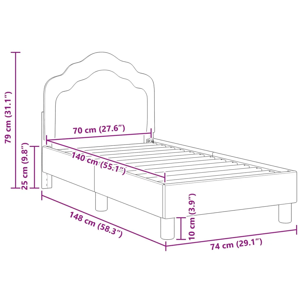 Letto singolo | Letto per adulti | Struttura letto per bambini con testata Blu Polizia 70 x 140 cm