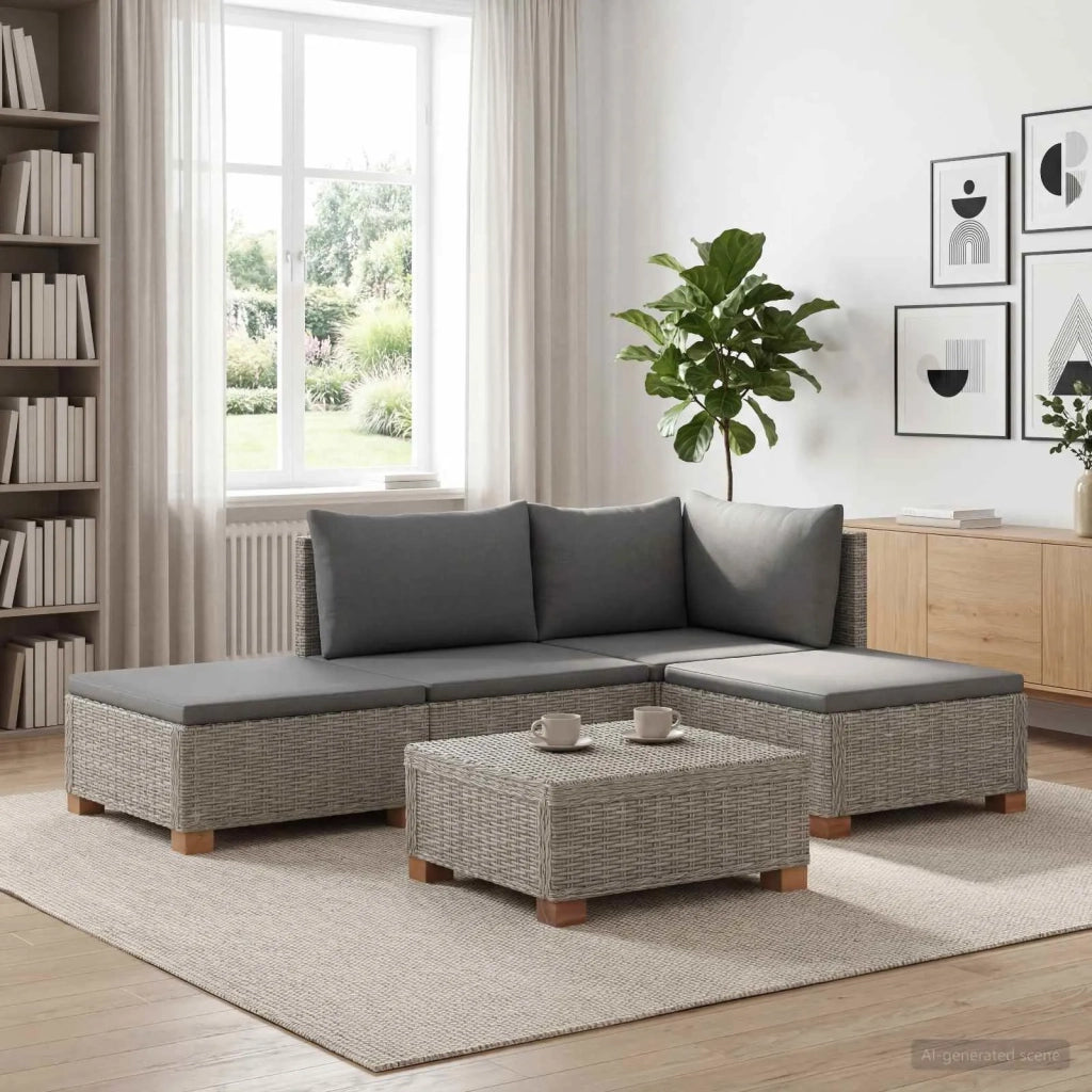 4 pz Set Lounge in Rattan con Cuscini GENDT Rattan naturale 3429845