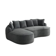 Divano modulare convertibile con chaise longue e braccioli larghi in chenille grigio