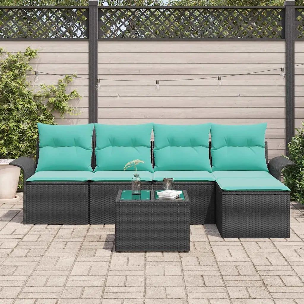 Set Divano da Giardino con cuscino 6 pcs Nero polyrattan 3345336
