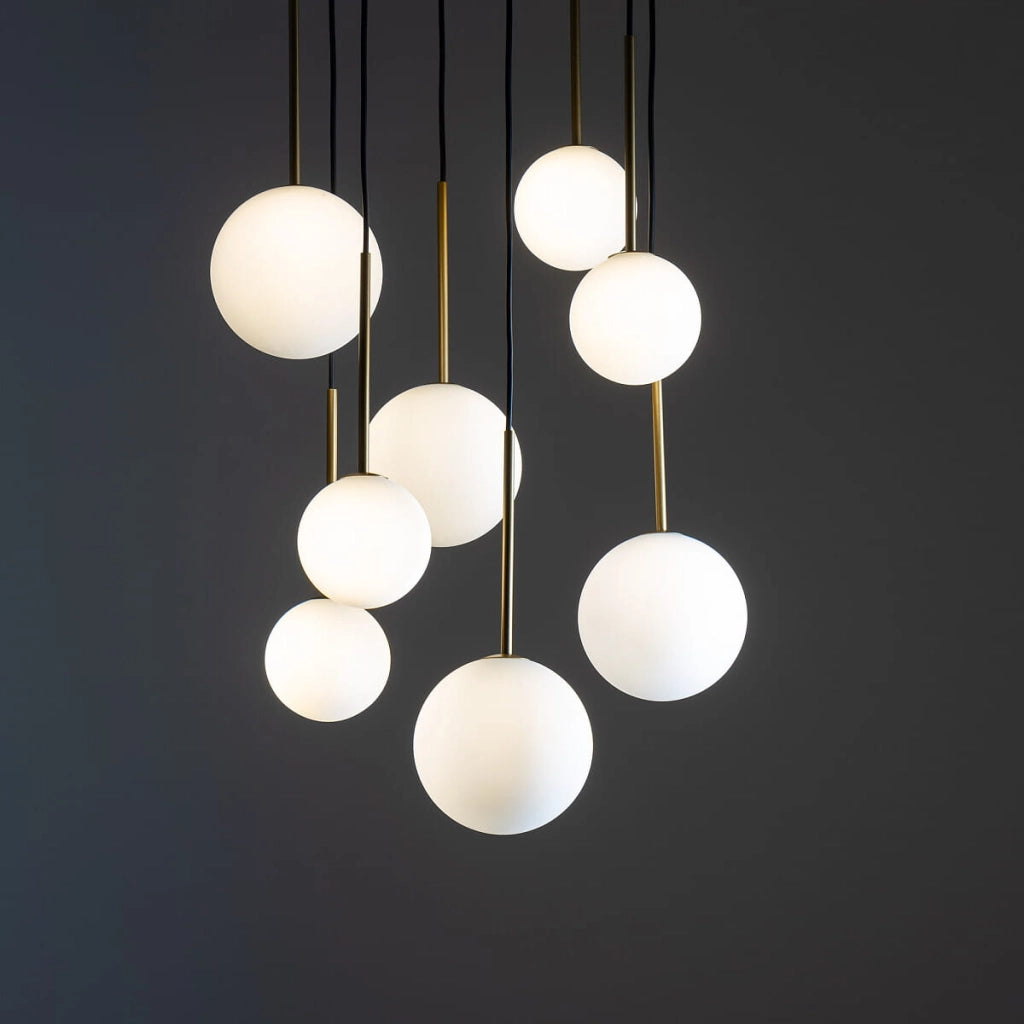 Lampadario Nowodvorski KARO 8 luci sfere bianco nero oro