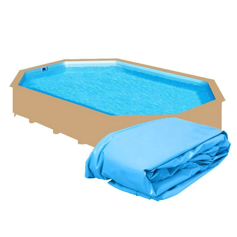 Liner Di Ricambio Colore Azzurro Spessore 0,75 mm - Per Piscina In Legno Gre Ottagonale 8,52 X 4,55 X H 1,46 M Dimensione piscina: 4.36 x 3.36 m, Altezza: 1.19 m, Colore: Azzurro