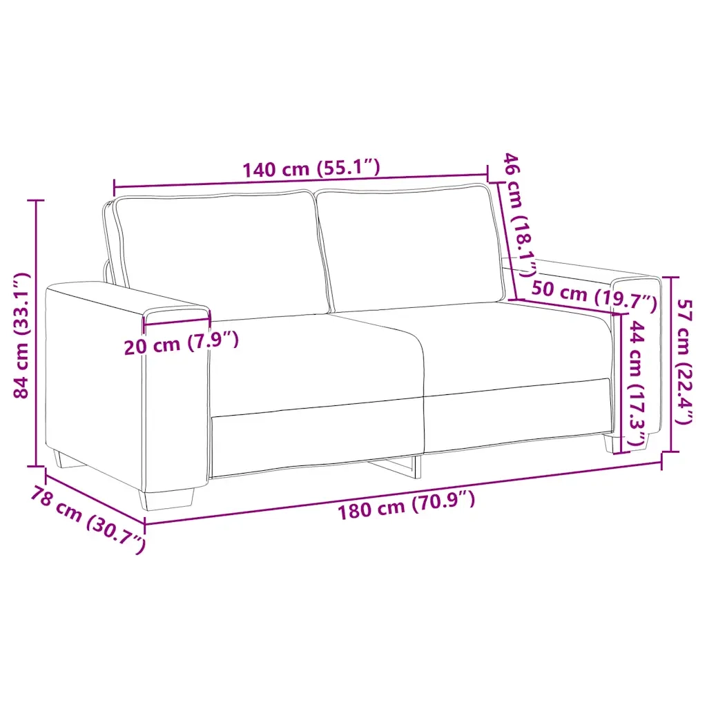 Divano | Divano da soggiorno | Sofa a 2 Posti Blu 180x78x84 cm in Velluto