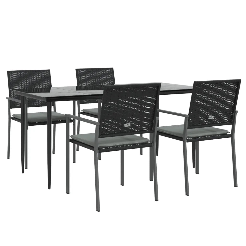 Set Pranzo da Giardino 5pz con Cuscini in Polyrattan e Acciaio 3187009