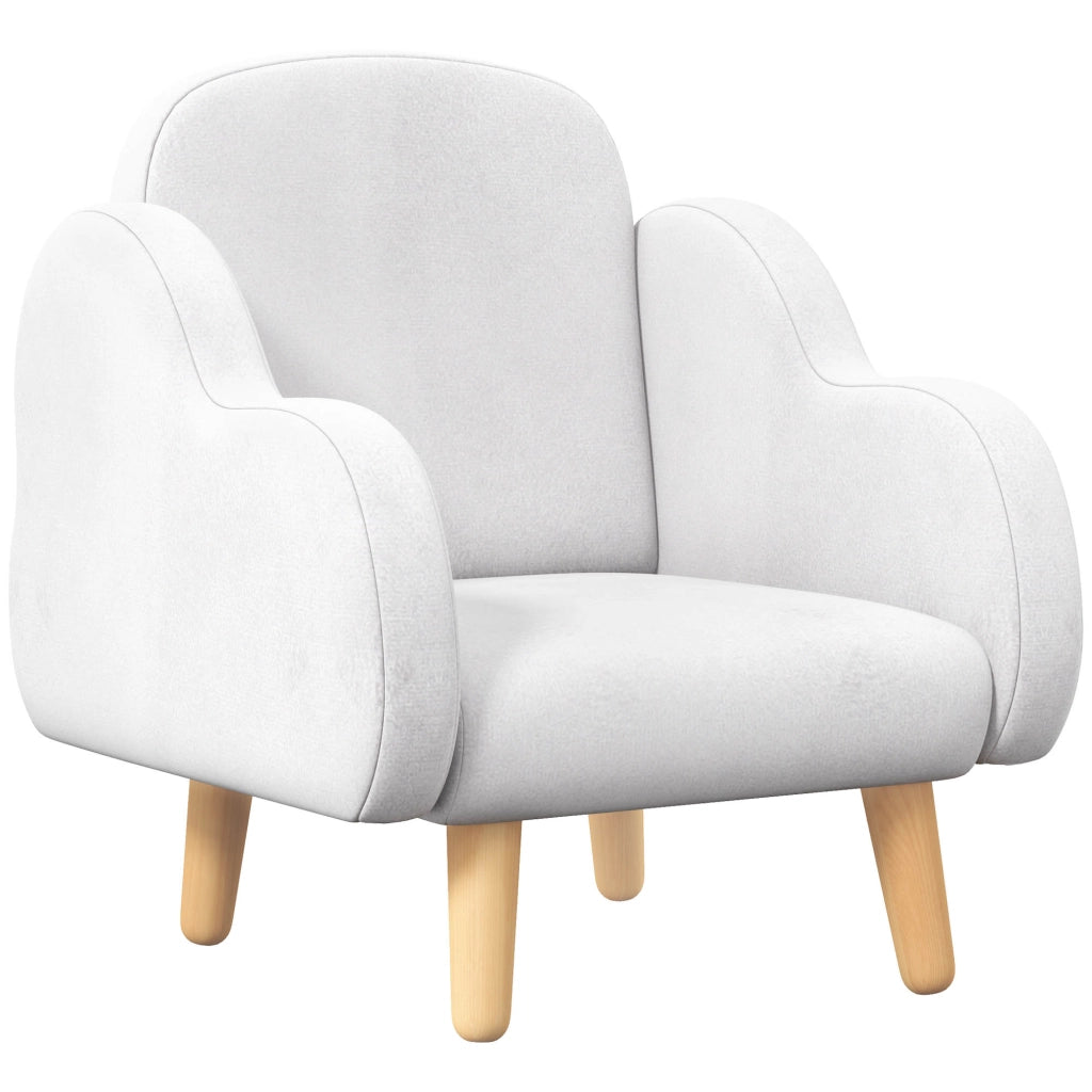 Poltrona bambini scandinava con braccioli nuvola in tessuto bianco ¨C zephmum ¨C 46x51x55 cm