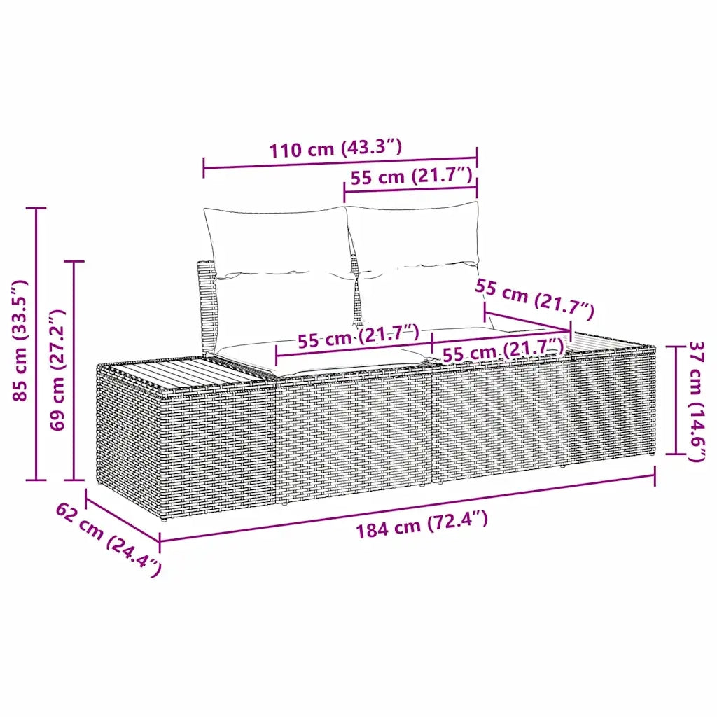 Set Divano da Giardino con cuscino 6 pcs Beige polyrattan 3348122