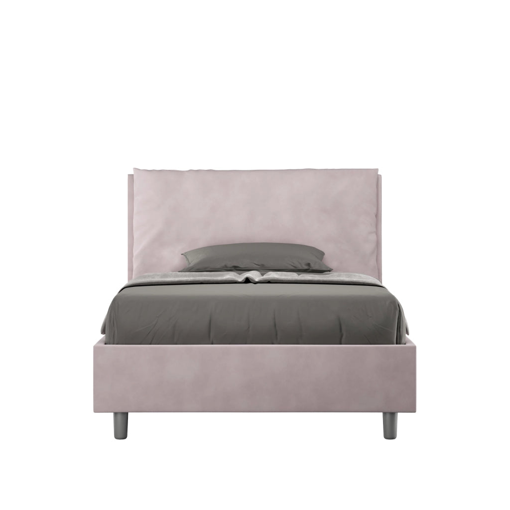 BS COM Letto una piazza e mezza contenitore imbottito 120x200 microfibra glicine