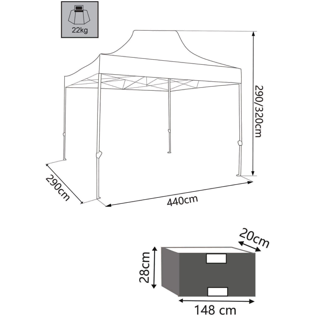 Gazebo Pieghevole con sacca protettiva 3x4 5 in acciaio poliestere - WILSON