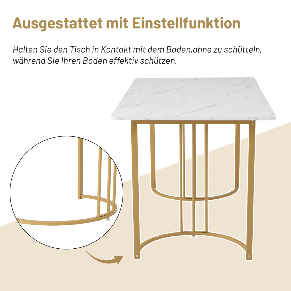 Set Tavolo da Pranzo Allungabile con 4 Sedie in Velluto ¨C MINIMAL ¨C Beige, Piano MDF Bianco, 140x80 cm