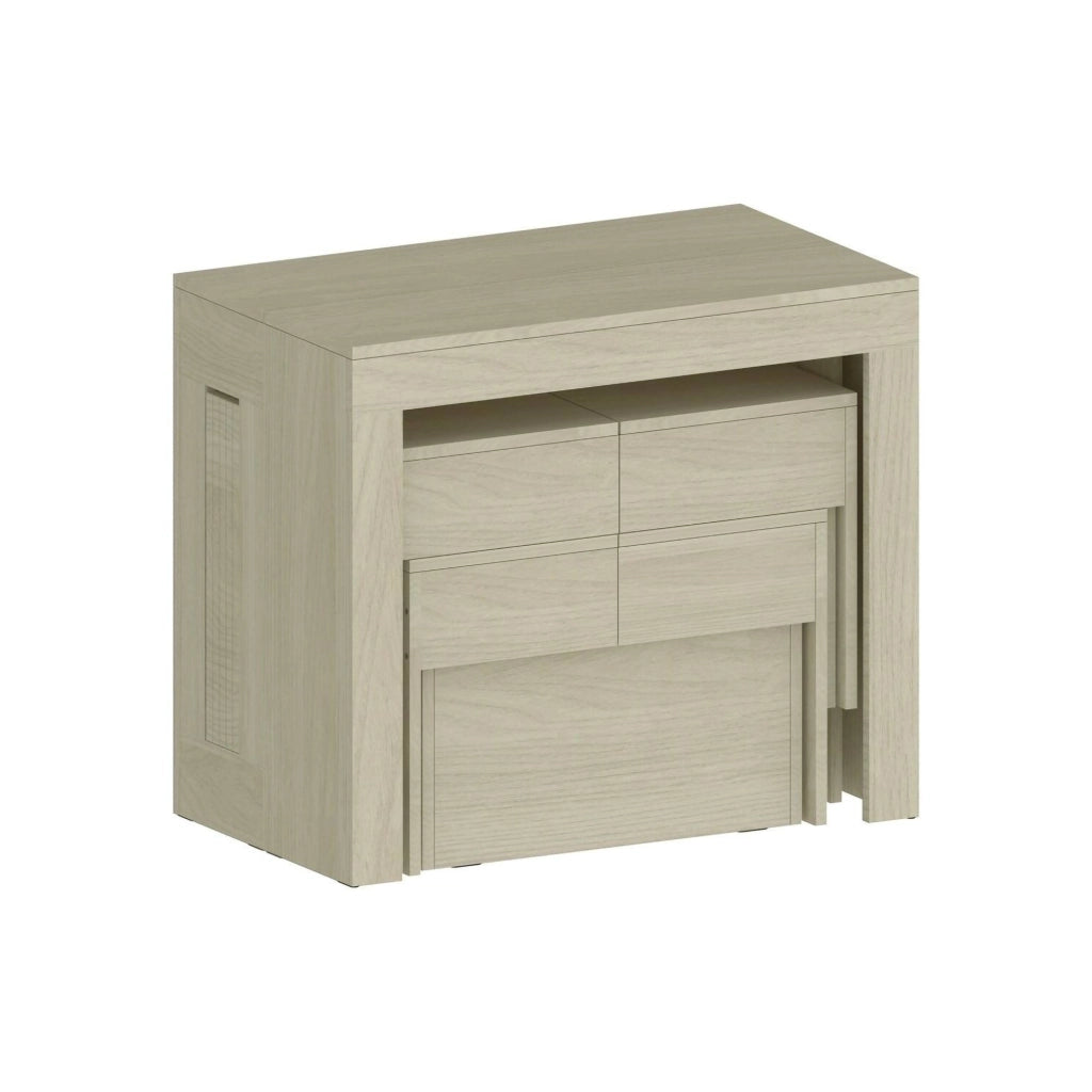Set tavolo e sedie Auditore, Composizione multiuso, Set con consolle e 2 panche allungabili, 100% Made in Italy, 66x25h45 cm, Olmo