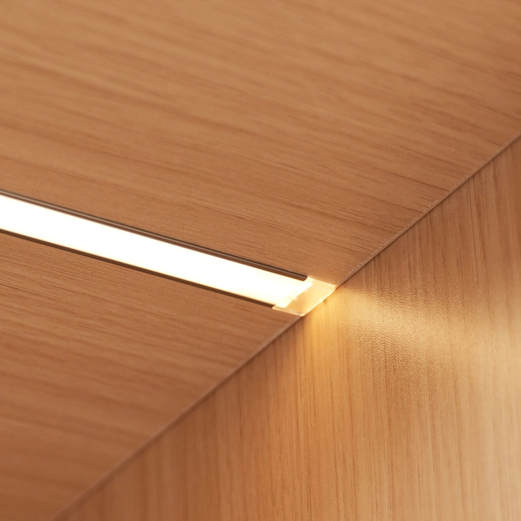 Vetrina, mobile angolare, ante in vetro, illuminazione a LED, 62x32x160 cm, colore legno naturale