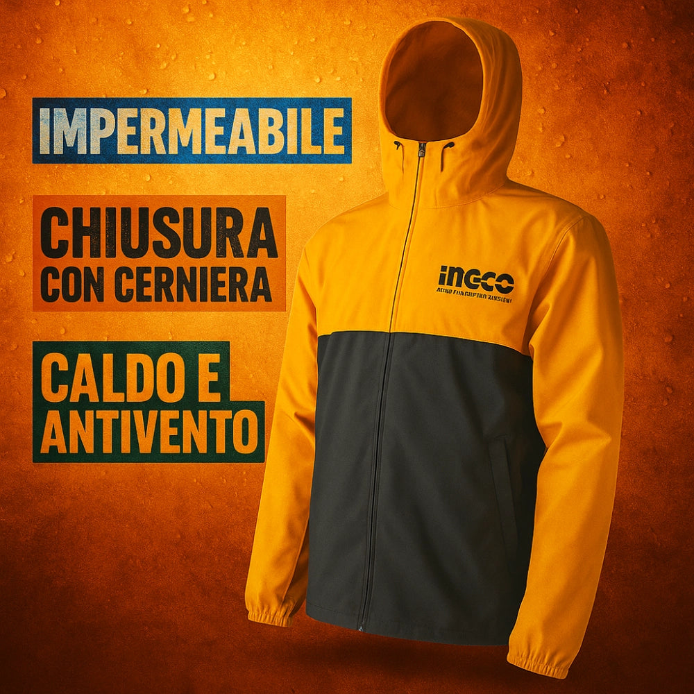 Giubbotto antipioggia cappuccio tessuto impermeabile comodo *** misura extralarge - xl, confezione 1