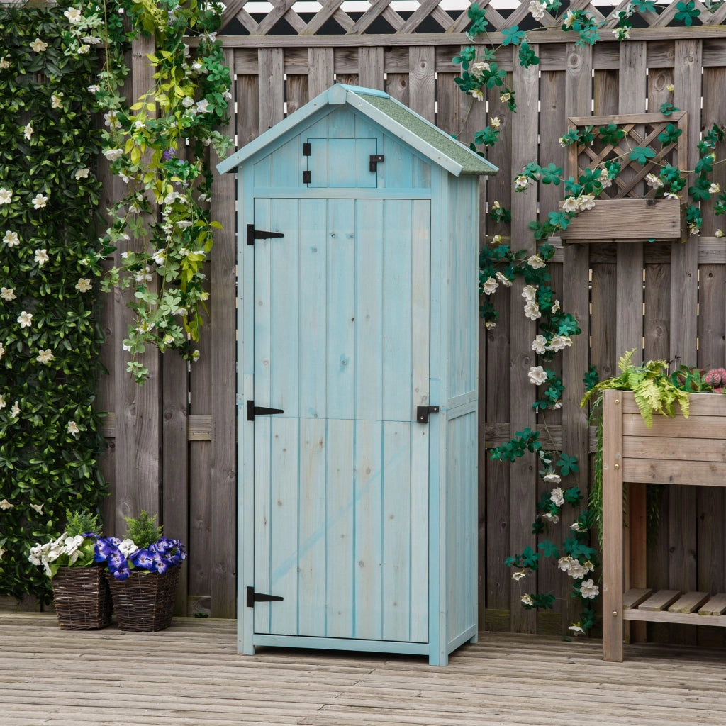Armadio da giardino esterno ¨C Xylo ¨C legno massello sapin trattato blu 77x54x179cm