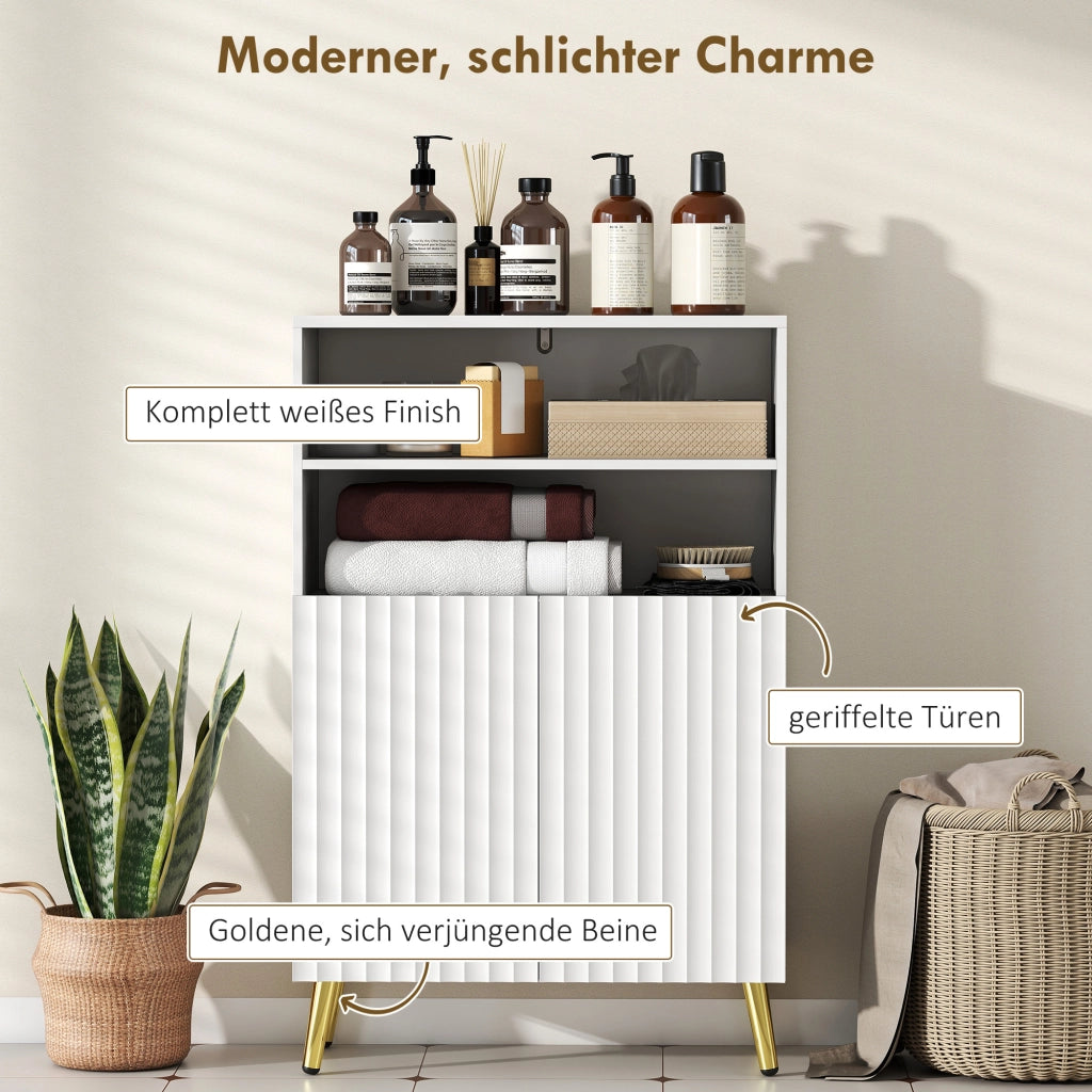 Mobile bagno con ante soft-close e ripiani aperti ¨C Xylo ¨C MDF bianco